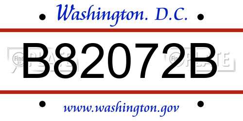 B82072B District Of Columbia License Plate