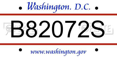 B82072S District Of Columbia License Plate
