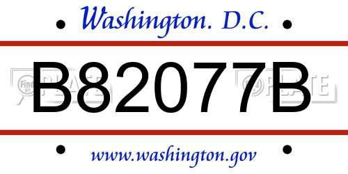 B82077B District Of Columbia License Plate