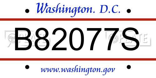 B82077S District Of Columbia License Plate