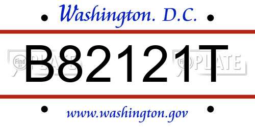 B82121T District Of Columbia License Plate