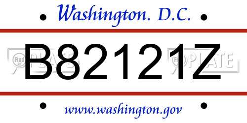 B82121Z District Of Columbia License Plate
