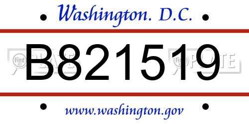 B821519 District Of Columbia License Plate