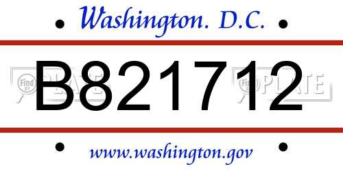 B821712 District Of Columbia License Plate