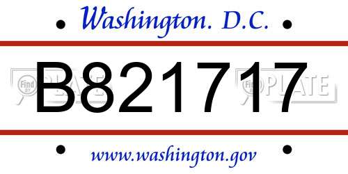 B821717 District Of Columbia License Plate