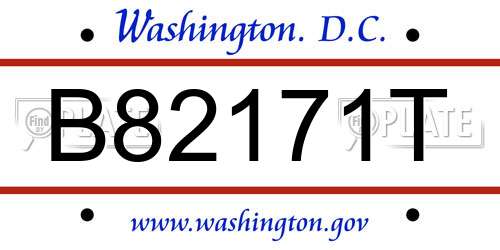 B82171T District Of Columbia License Plate