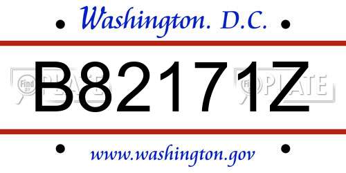 B82171Z District Of Columbia License Plate