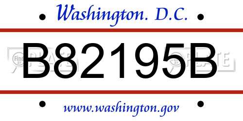 B82195B District Of Columbia License Plate
