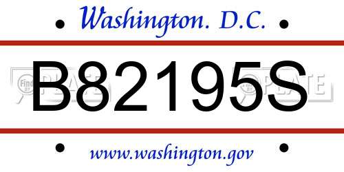 B82195S District Of Columbia License Plate