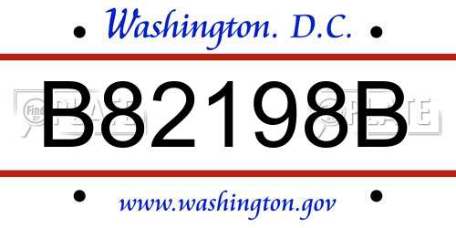 B82198B District Of Columbia License Plate