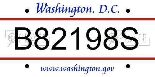 B82198S District Of Columbia License Plate