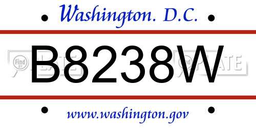 B8238W District Of Columbia License Plate