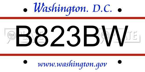 B823BW District Of Columbia License Plate