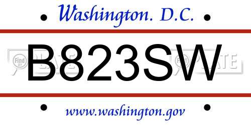 B823SW District Of Columbia License Plate