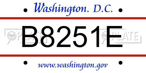 B8251E District Of Columbia License Plate