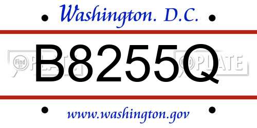 B8255Q District Of Columbia License Plate