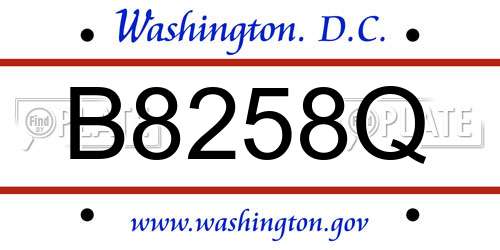 B8258Q District Of Columbia License Plate