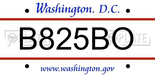 B825BO District Of Columbia License Plate