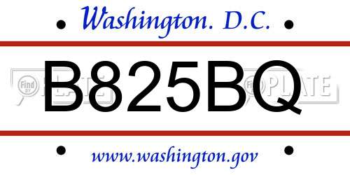 B825BQ District Of Columbia License Plate