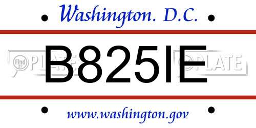 B825IE District Of Columbia License Plate