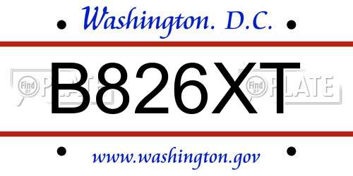 B826XT District Of Columbia License Plate