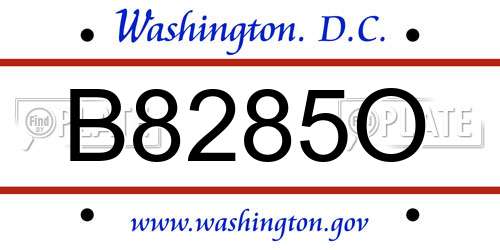 B8285O District Of Columbia License Plate