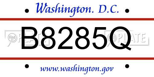 B8285Q District Of Columbia License Plate