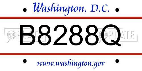 B8288Q District Of Columbia License Plate