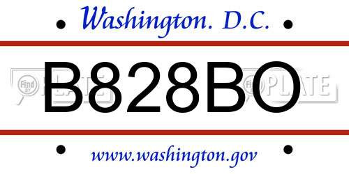 B828BO District Of Columbia License Plate
