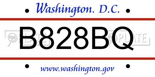 B828BQ District Of Columbia License Plate