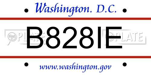 B828IE District Of Columbia License Plate