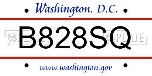 B828SQ District Of Columbia License Plate