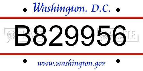 B829956 District Of Columbia License Plate