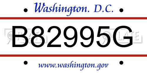 B82995G District Of Columbia License Plate