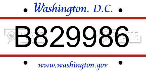 B829986 District Of Columbia License Plate