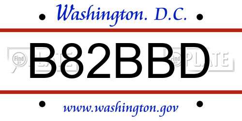B82BBD District Of Columbia License Plate