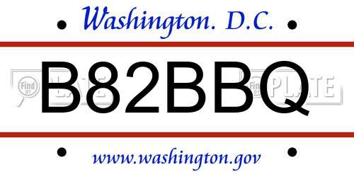 B82BBQ District Of Columbia License Plate