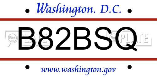 B82BSQ District Of Columbia License Plate