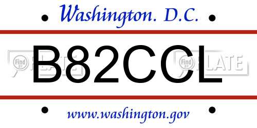 B82CCL District Of Columbia License Plate