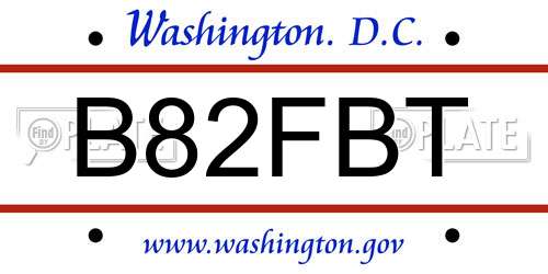 B82FBT District Of Columbia License Plate