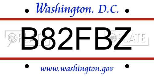 B82FBZ District Of Columbia License Plate