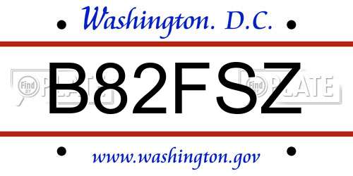 B82FSZ District Of Columbia License Plate