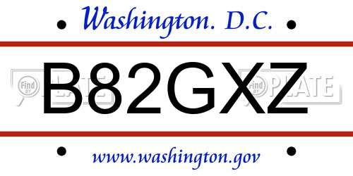 B82GXZ District Of Columbia License Plate