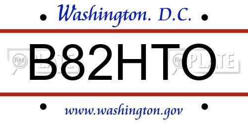 B82HTO District Of Columbia License Plate