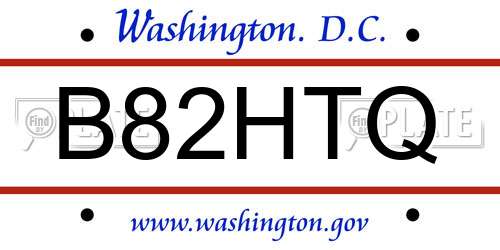 B82HTQ District Of Columbia License Plate