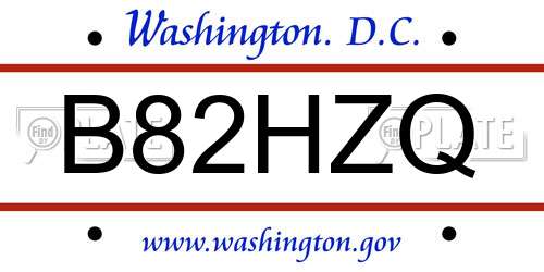 B82HZQ District Of Columbia License Plate