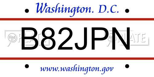B82JPN District Of Columbia License Plate