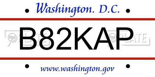 B82KAP District Of Columbia License Plate