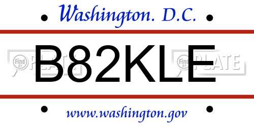 B82KLE District Of Columbia License Plate