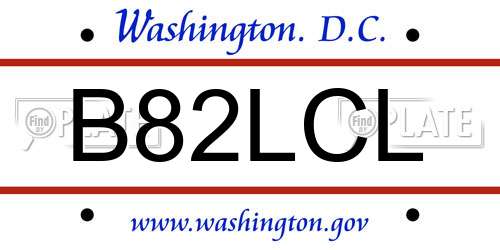B82LCL District Of Columbia License Plate